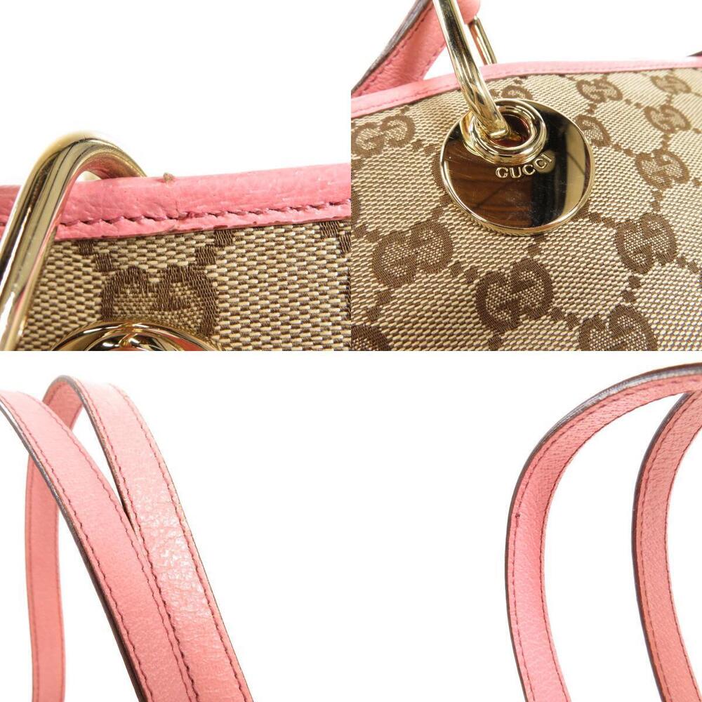 Gucci GG Canvas Eclipse Tote Shoulder Bag Beige Pink - Picture 9 of 11